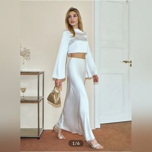 Commense White Skirt Set